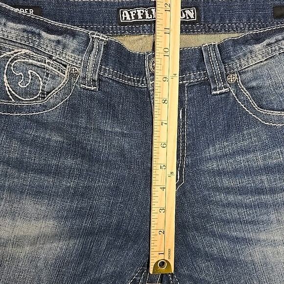 Affliction Mens Cooper Jeans Sz 34 Distressed Embroidered Flap Pocket Boot - Picture 11 of 15